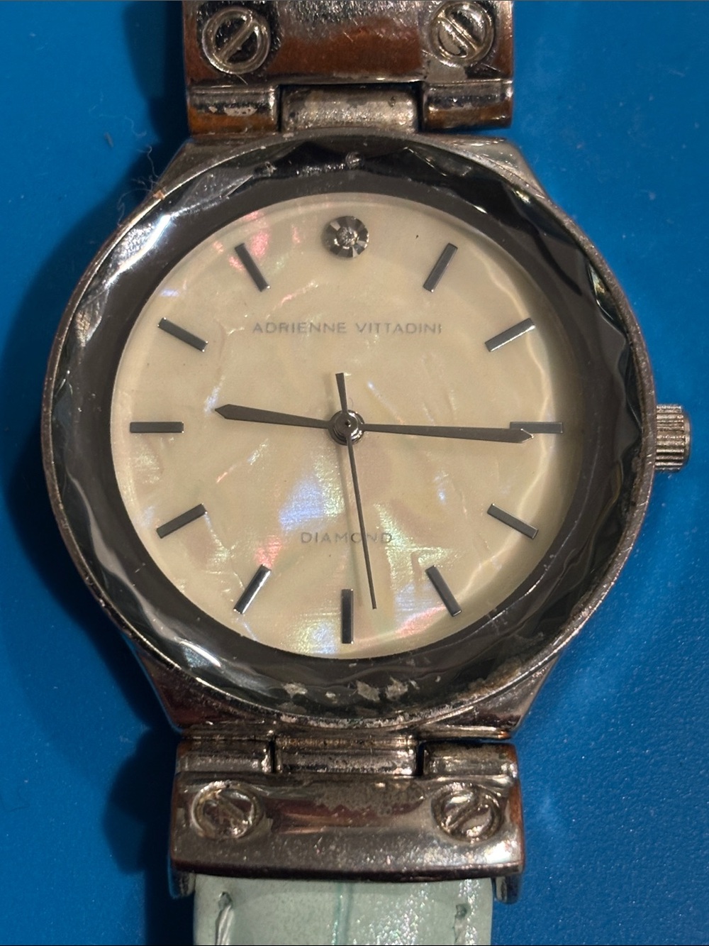 Adrienne Vittadini Silver Bracelet Watch with Mother-of-Pearl Dial